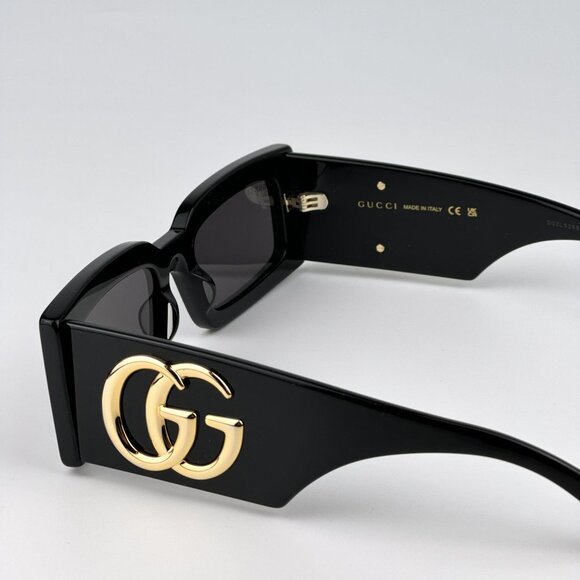 Gucci GG1425S 001 Sunglasses Black Grey Rectangle Unisex GG 1425S main image 4